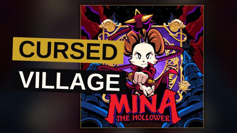 A hooded figure tunnels beneath a cursed village, descending from decayed streets into a shadowed underground chamber.